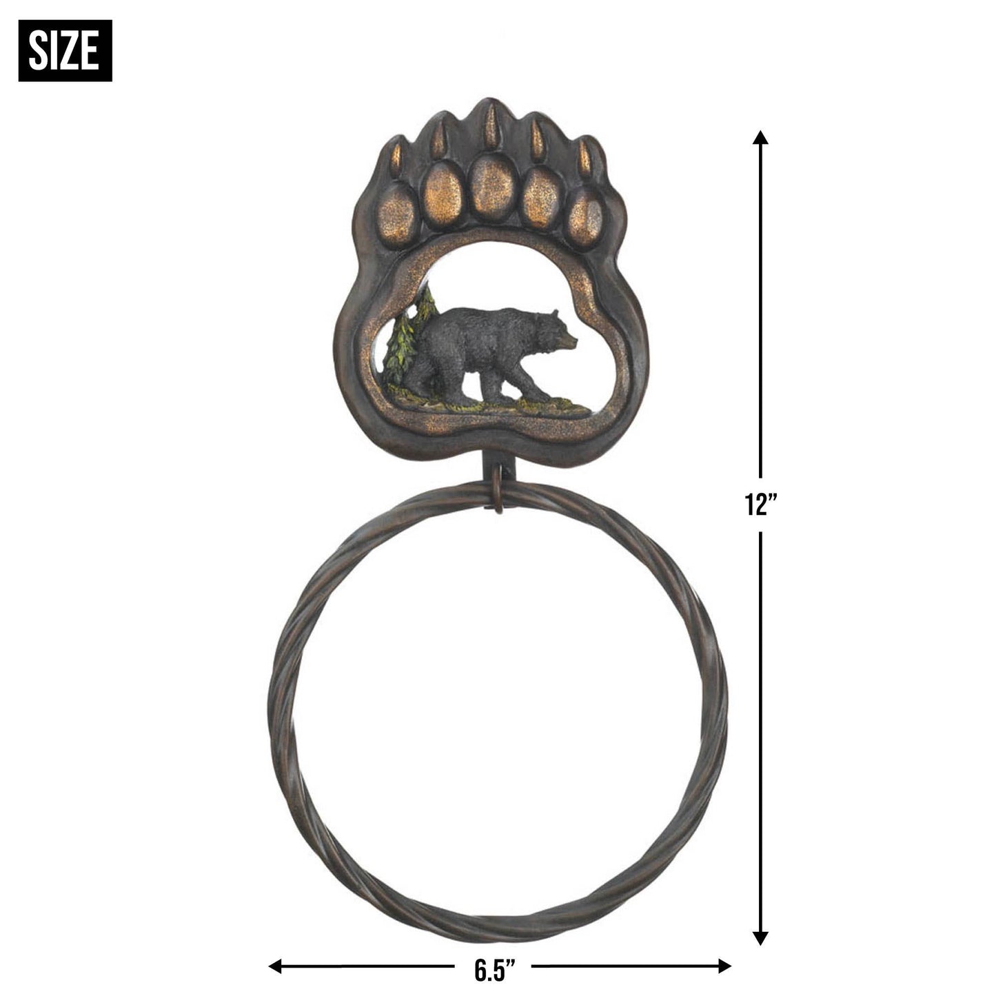 Black Bear Paw Towel Ring