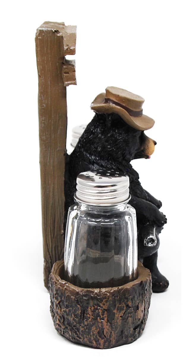 Bear w gun Salt & Pepper Set-7"H