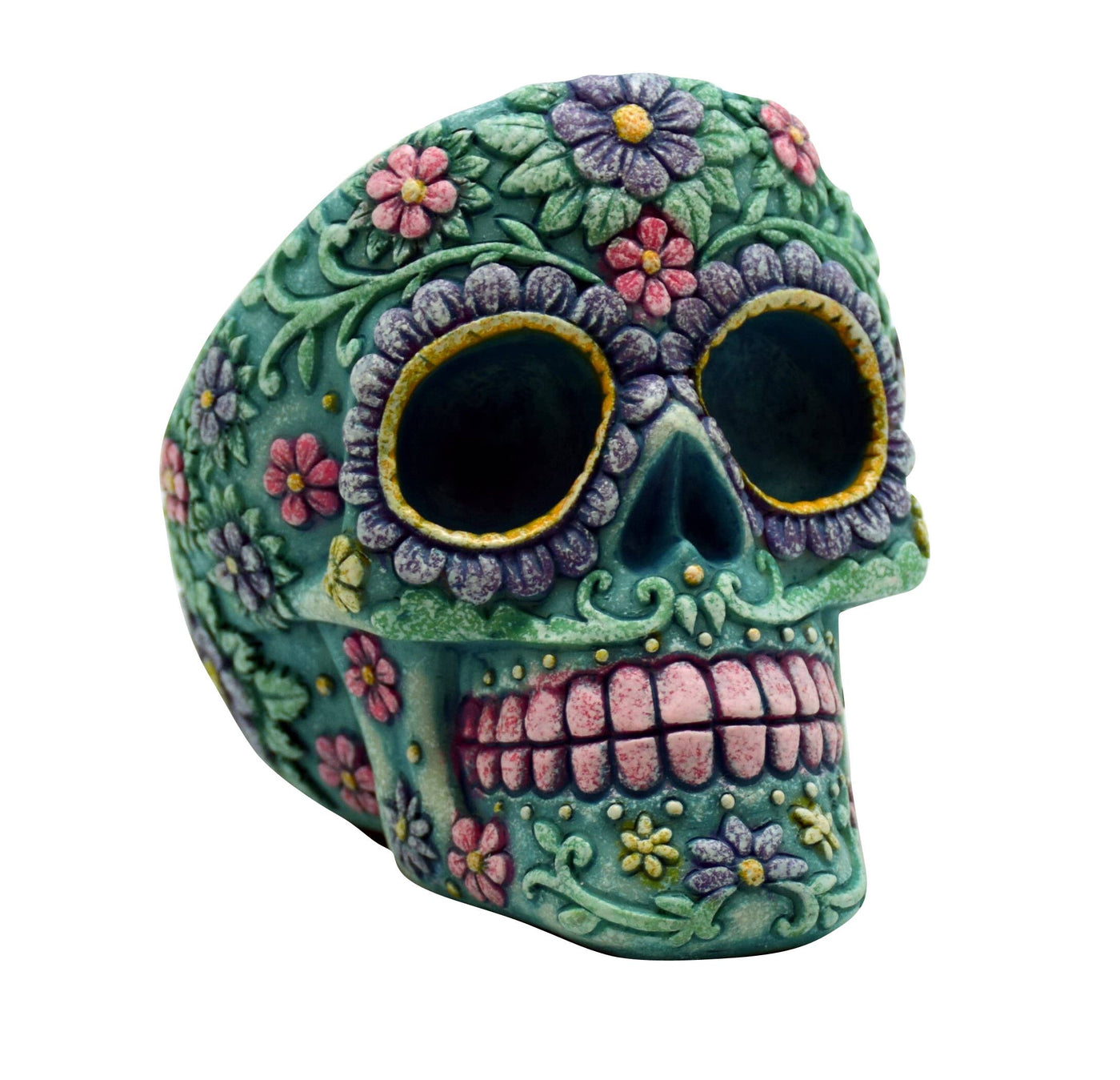 Aqua Color Sugar Skull Tall Ashtray