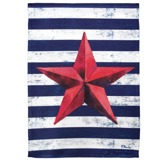 😲 Barn Star Blue White Stripe With Red Star 13x18