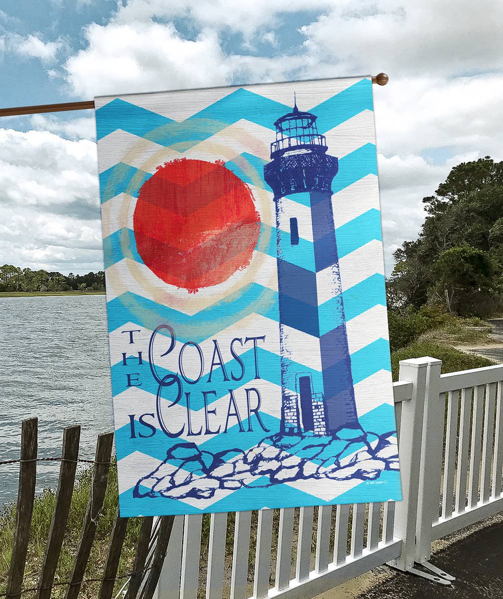 😲 Special Buy!  FLAG PRINT LG LIGHTHOUSE-THE COAST IS