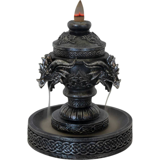 Polyresin Backflow Incense Burner -Celtic Triple Dragon Head