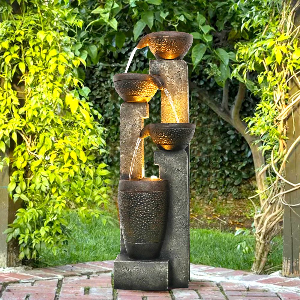 40inches Pots Outdoor Garden | Water Fountain with Warm LED lights