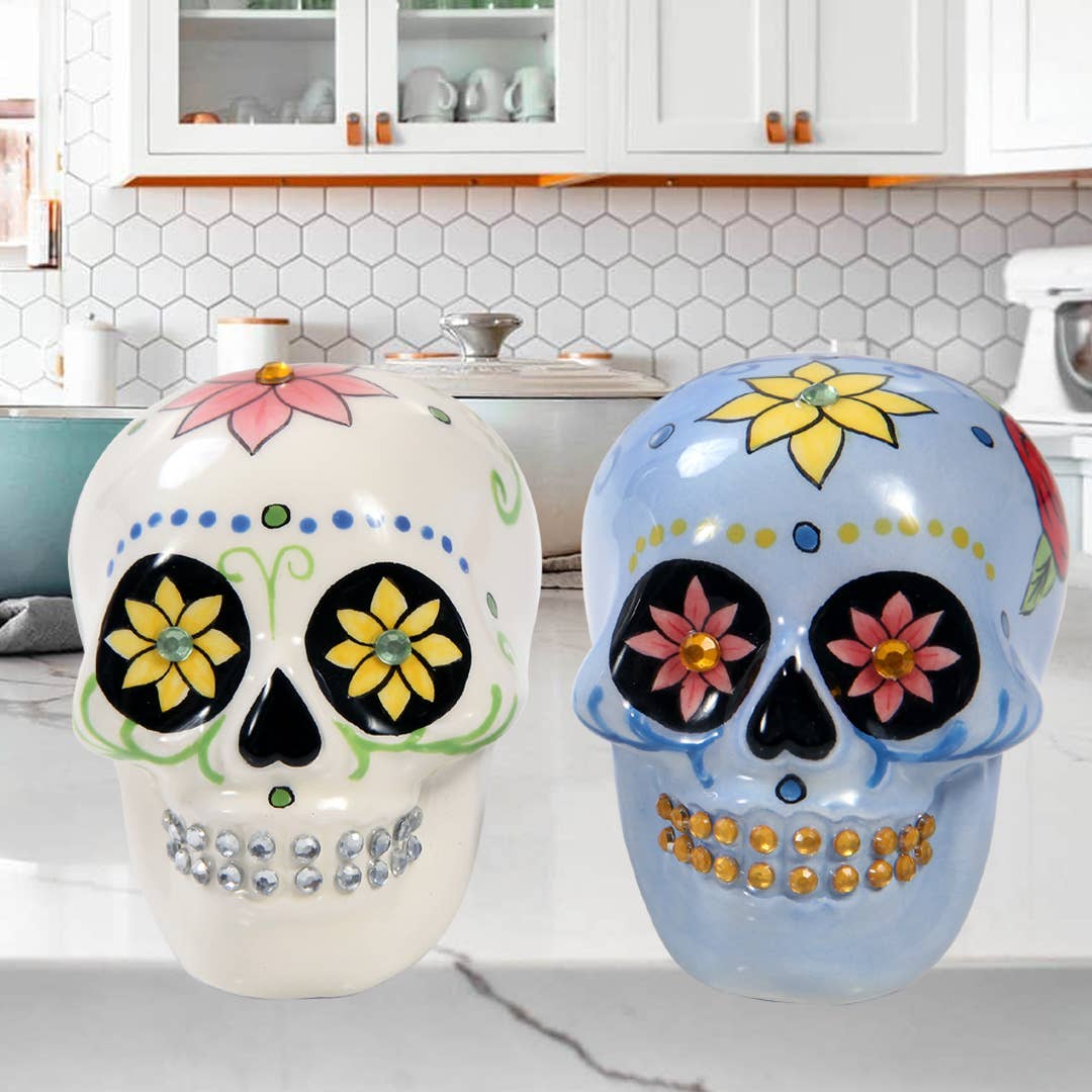 10761 Day of the Dead Skulls Salt and Pepper Shaker Set