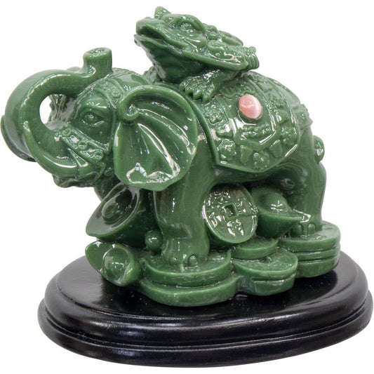 Polyresin Feng Shui Figurine Prosperity Elephant - Jade