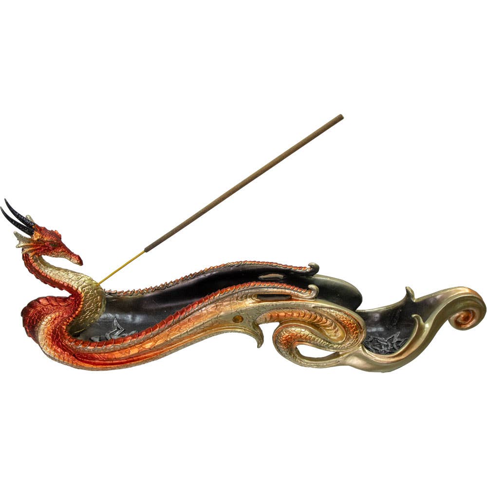 Polyresin Incense Holder Celtic Dragon Boat - Orange (Each)