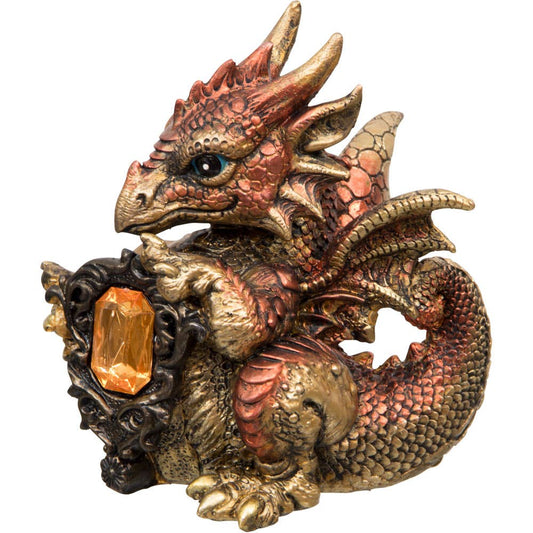 Baby Copper Dragon Figurine w/Gem (Each)