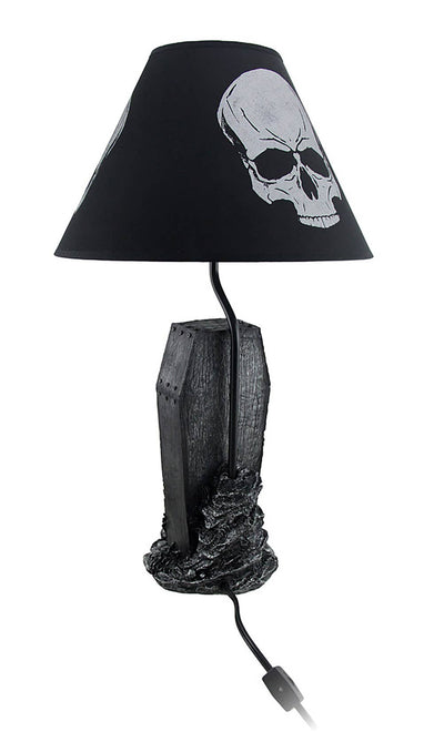 The Gloaming Skeleton in a Coffin Table Lamp w/ Skull Shade