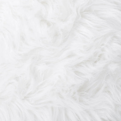 FUZZY WHITE OTTOMAN POUF