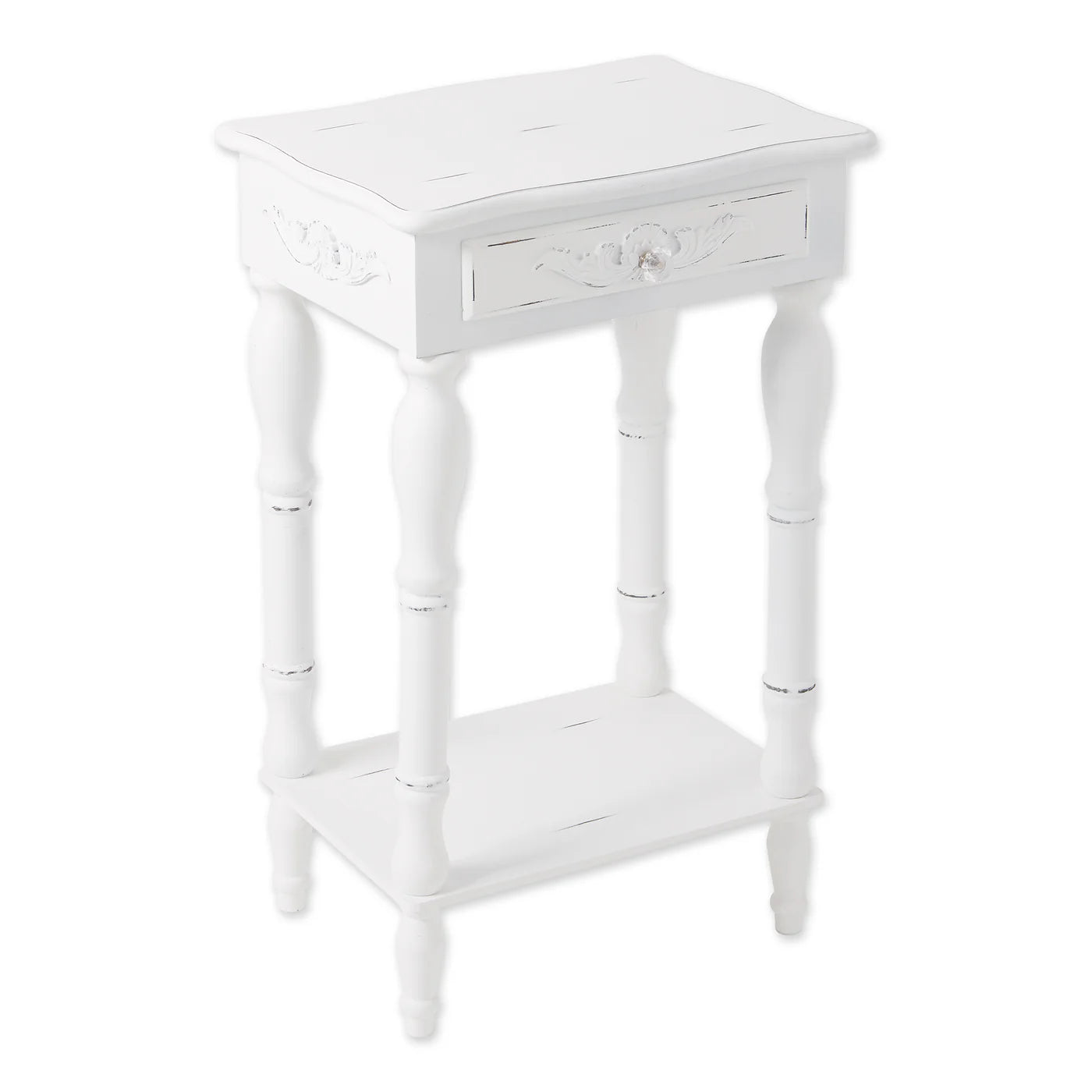 CARVED WHITE SIDE TABLE