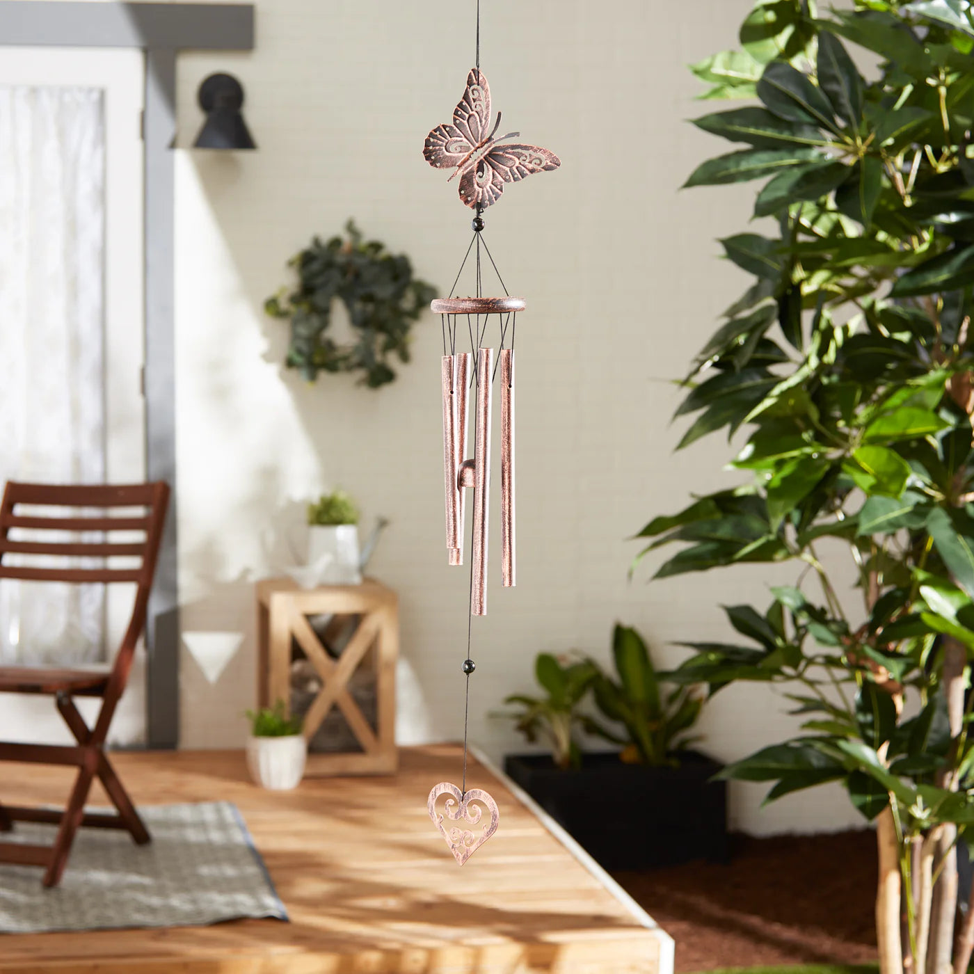 BUTTERFLY AND HEART WIND CHIMES