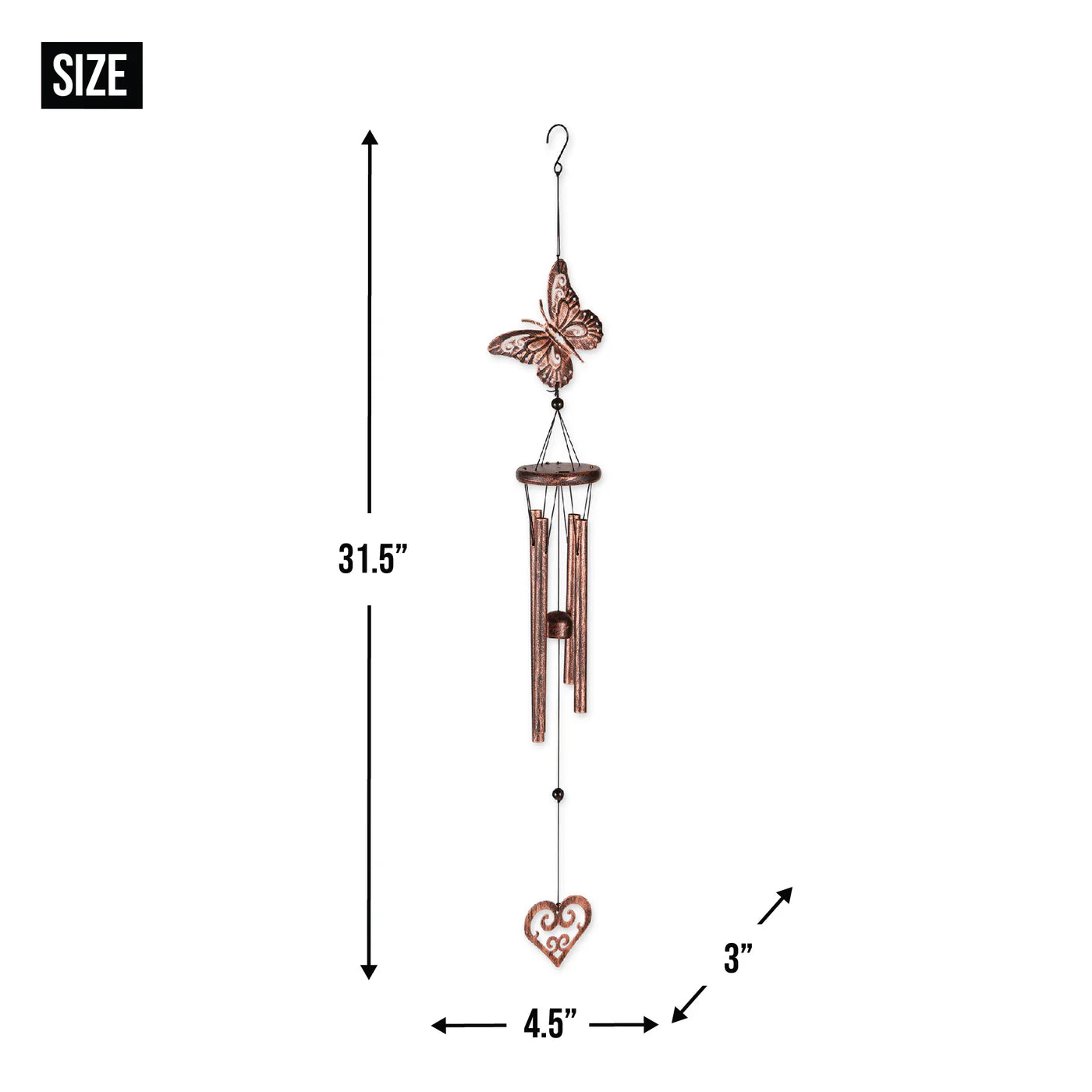 BUTTERFLY AND HEART WIND CHIMES