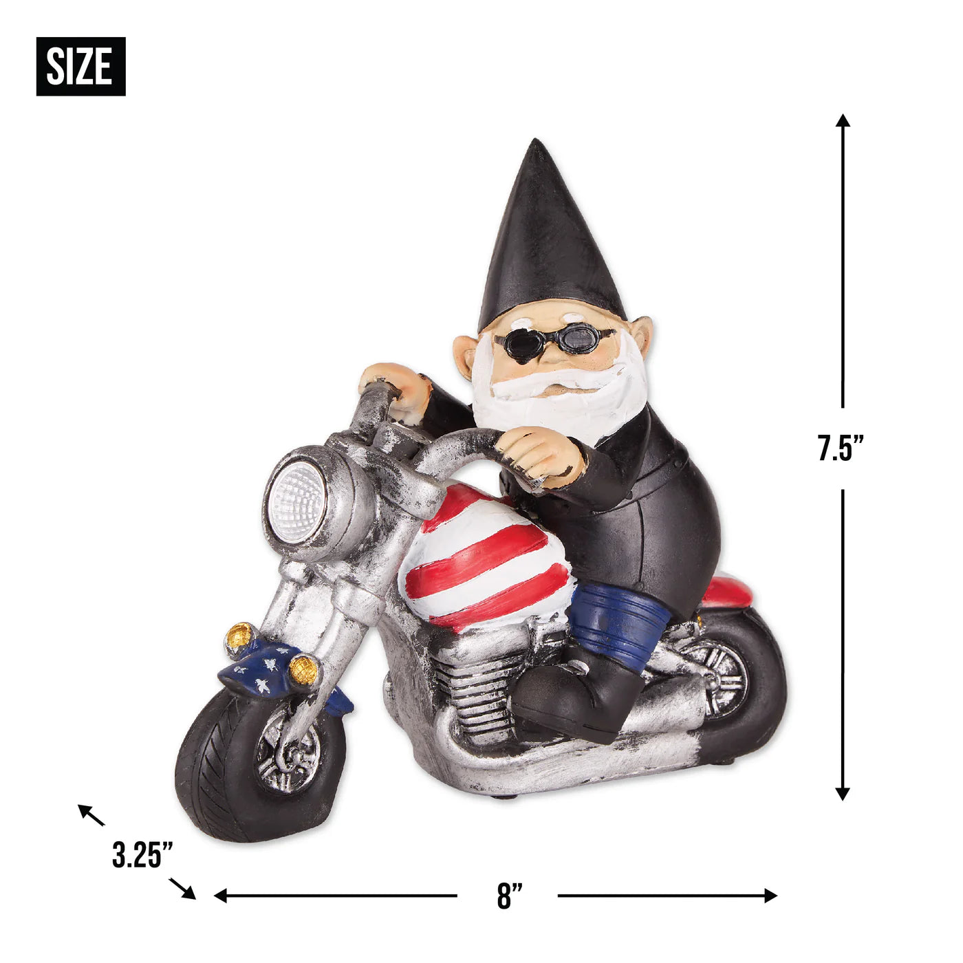 SOLAR BIKER GNOME FIGURINE