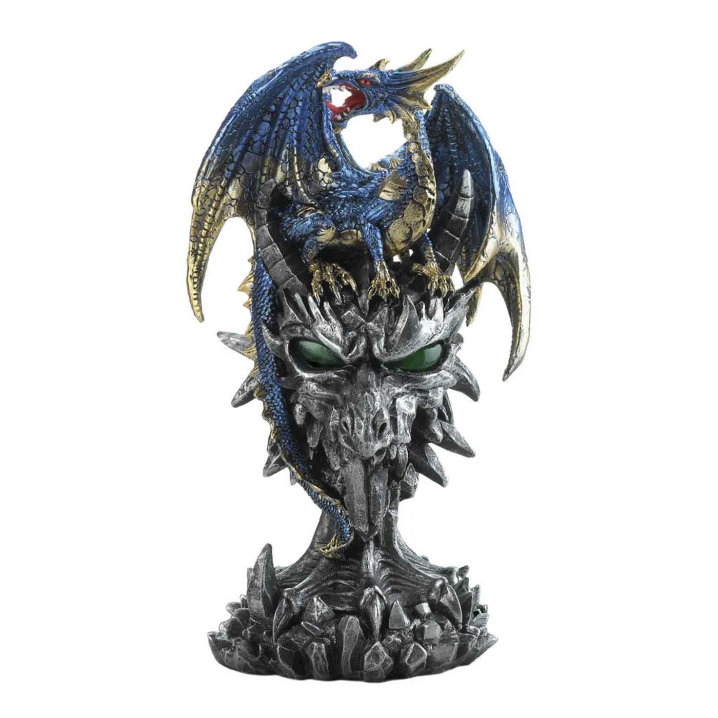 LIGHT UP BLUE DRAGON WARRIOR STATUE