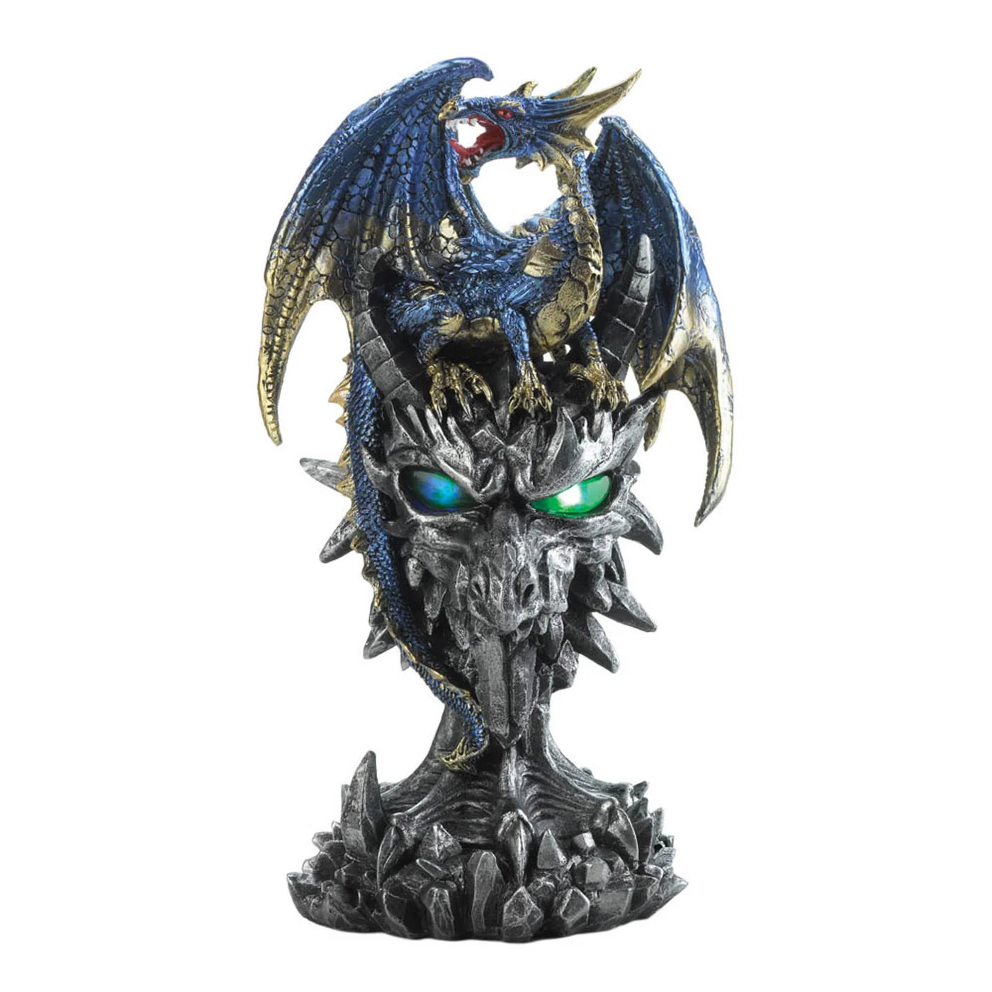 LIGHT UP BLUE DRAGON WARRIOR STATUE