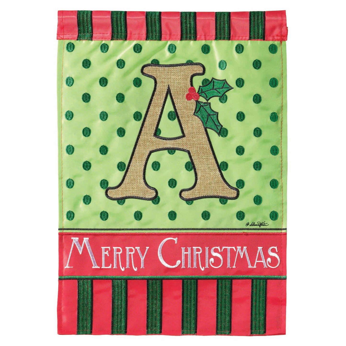 😲 Flag Christmas Monogram-A Burlap 13x18