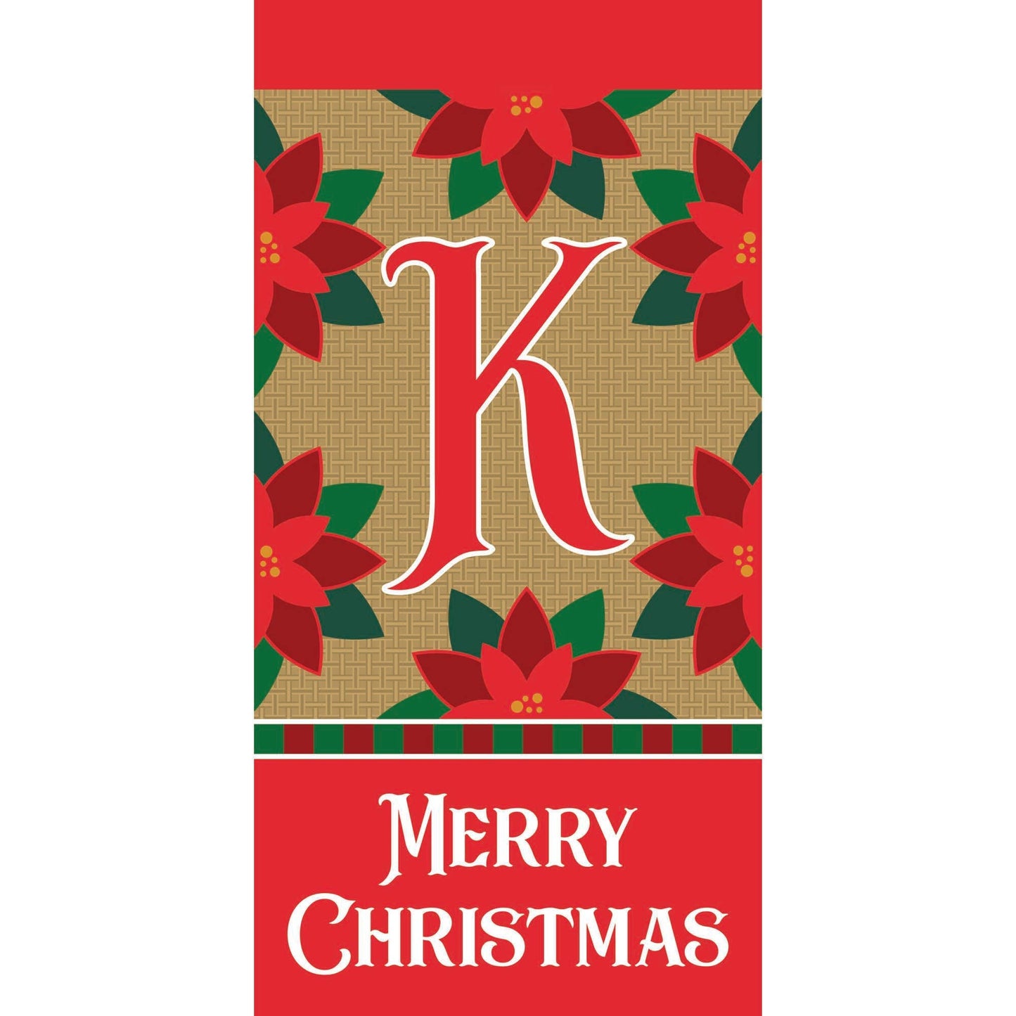 😲 "K" Merry Christmas Monogram Mini Flag