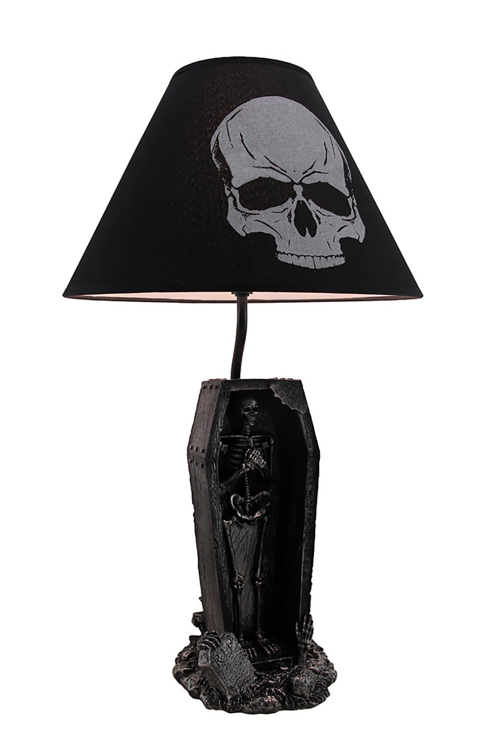 The Gloaming Skeleton in a Coffin Table Lamp w/ Skull Shade