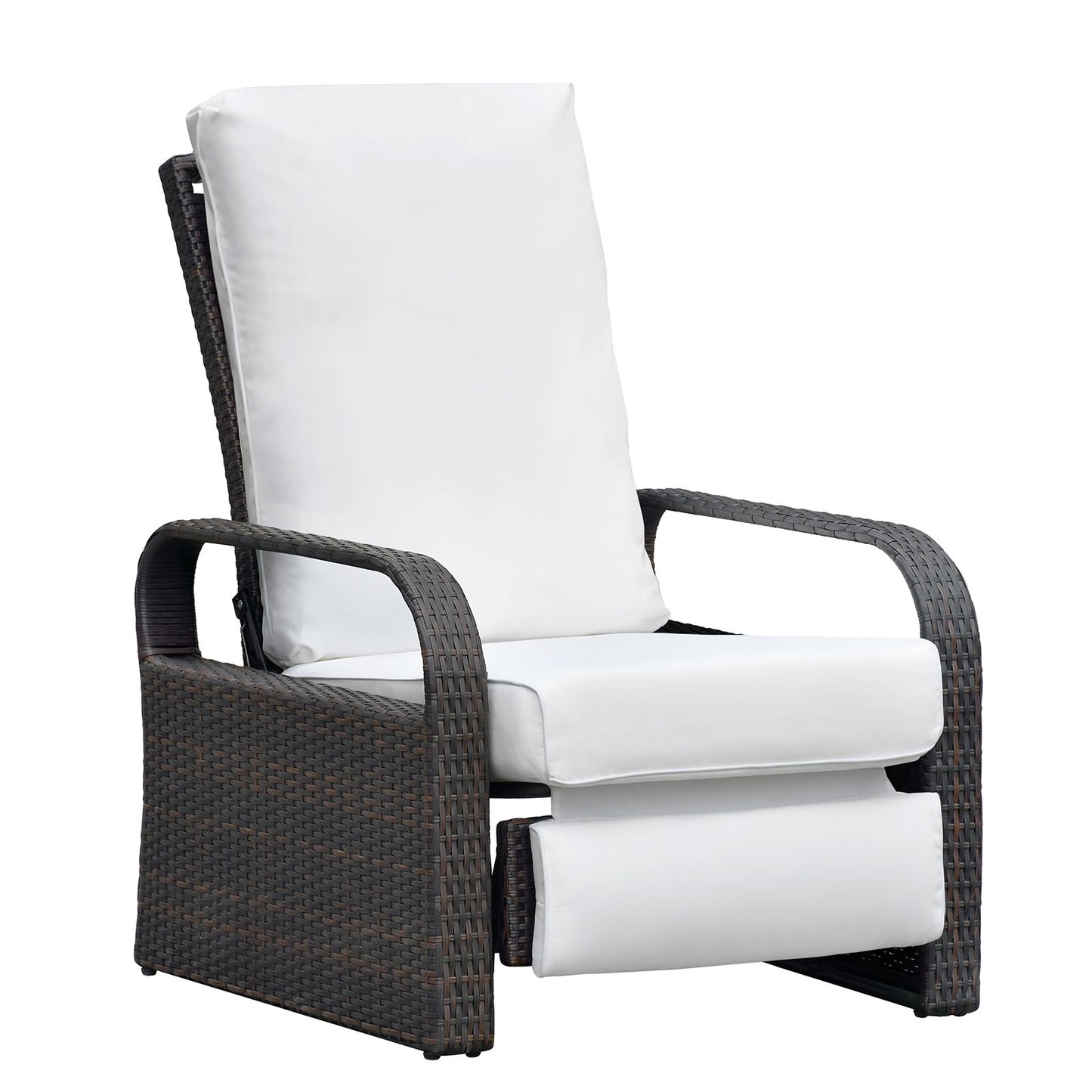 Outdoor Recliner Chair;  Automatic Adjustable Wicker Lounge Recliner Chair with 5.12'' Thicken Cushion