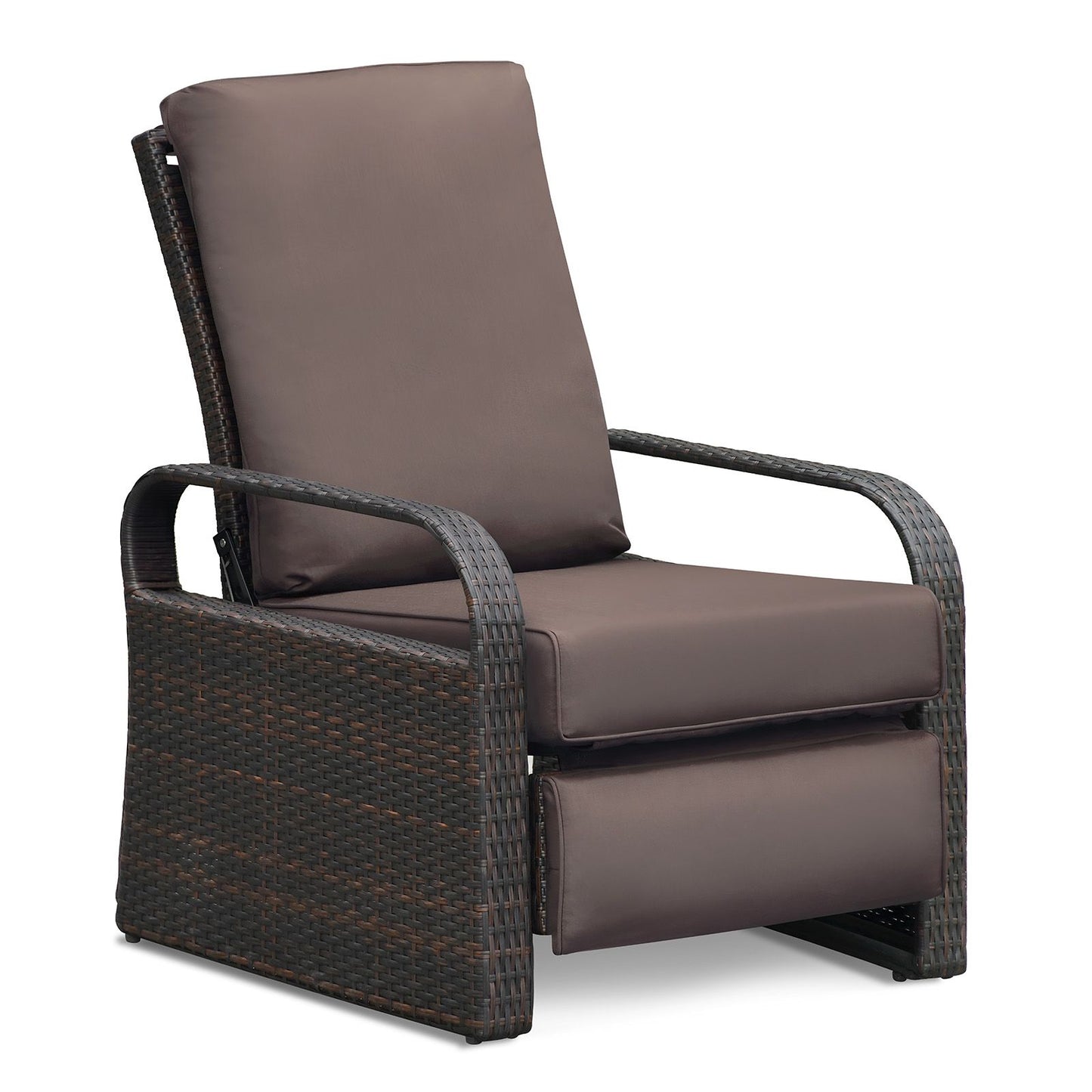 Outdoor Recliner Chair;  Automatic Adjustable Wicker Lounge Recliner Chair with 5.12'' Thicken Cushion