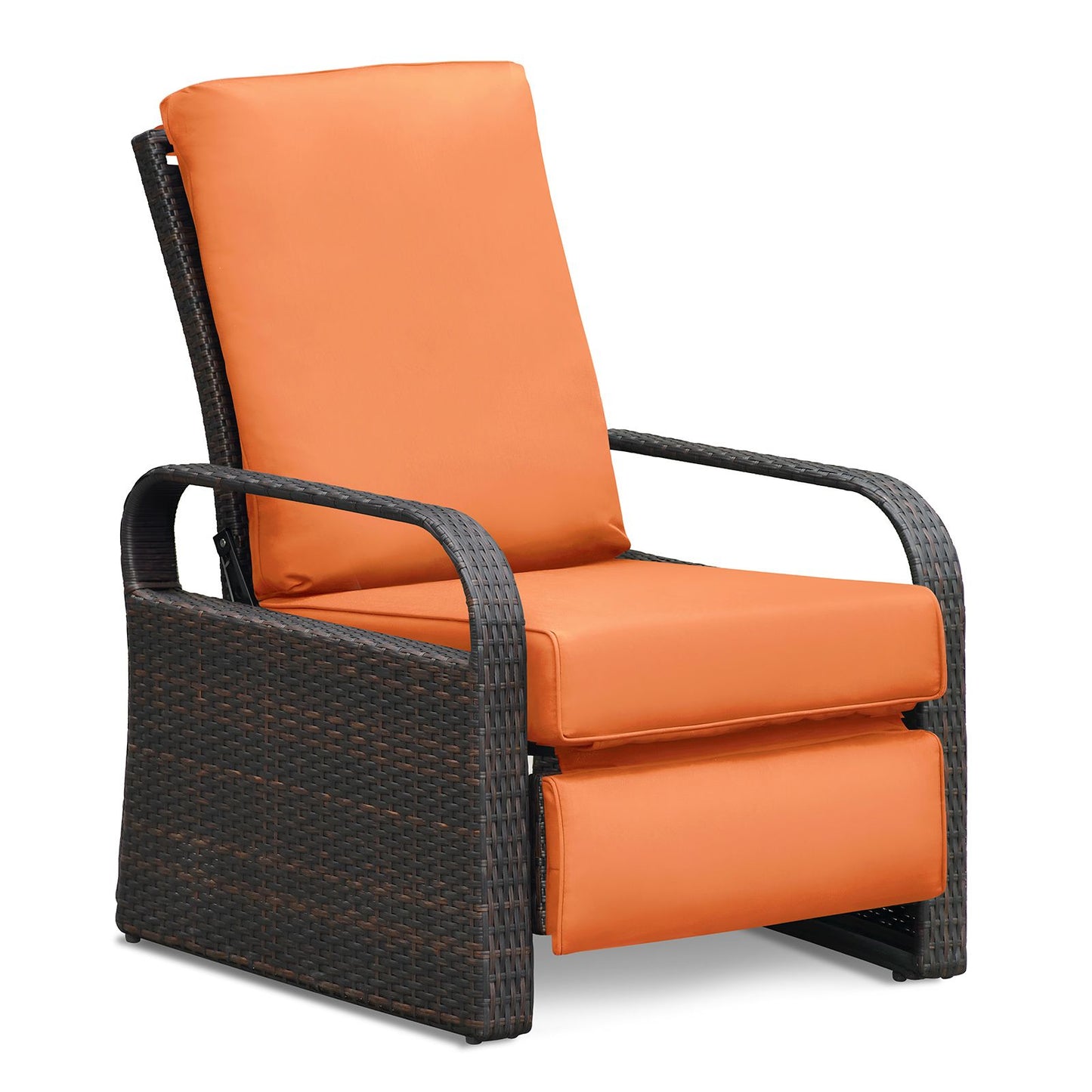 Outdoor Recliner Chair;  Automatic Adjustable Wicker Lounge Recliner Chair with 5.12'' Thicken Cushion