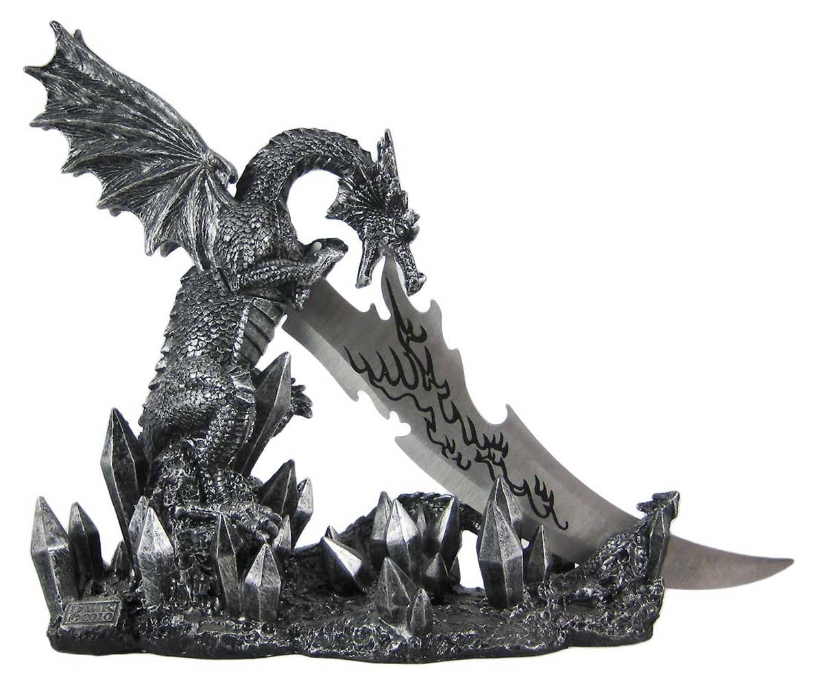 Wicked Fire Dragon Fantasy Dagger and Holder