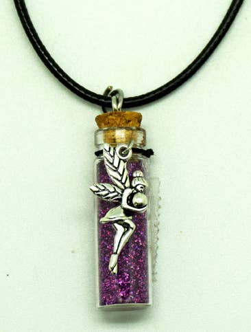 Fairy on Purple Glitter Necklace