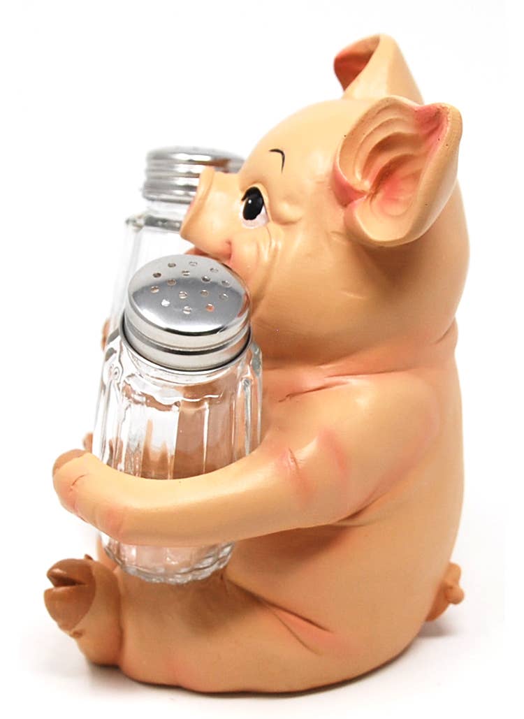 Sitting Pig Salt & Pepper Set 6.5"T